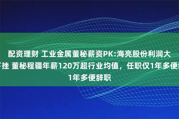 配资理财 工业金属董秘薪资PK:海亮股份利润大幅下挫 董秘程疆年薪120万超行业均值，任职仅1年多便辞职